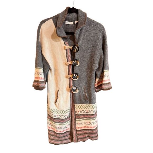 Anthropologie Sleeping On Snow Fair Isle Cardigan Sweater Coat M Multicolor - Picture 1 of 9